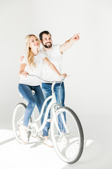 happy couple with bicycle