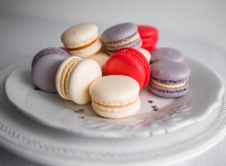 delicious macaroni lie on beautiful plates