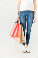 young woman with shopping bags