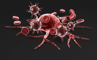 3d rendered Cancer Cell on a dark background