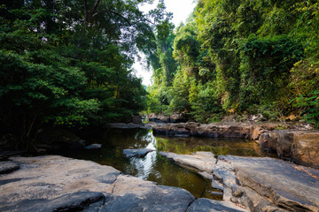 Fototapeta na wymiar Jungle waterfall on Koh Kood