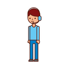 logistic delivery support phone operator in headset icon vector illustration
