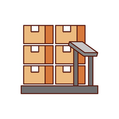cardboard boxes on storage scales logistic icon vector illustration