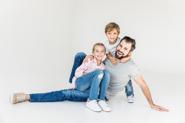 happy father with kids