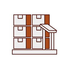 cardboard boxes on storage scales logistic icon vector illustration