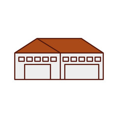 warehouse building exterior commercial empty vector illustration