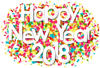 Happy new year 2018 confetti isolated