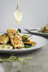 Crumbed Fish with Hollandaise Sauce
