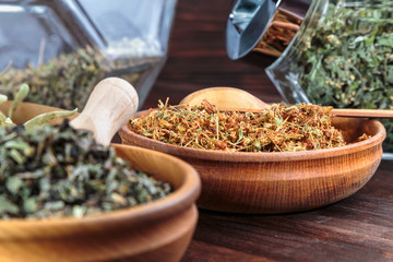 herbal tea of different varieties of dried plants