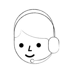 cartoon operator call center using headphones microphone vector illustration