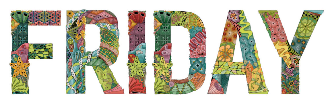 Word friday. Vector decorative zentangle object