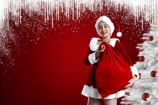 santa claus woman and winter time 