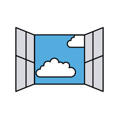 window with clouds sky isolated icon vector illustration design