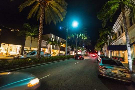 Rodeo Drive by night.