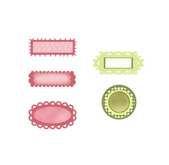 set di etichette rosa e verdi