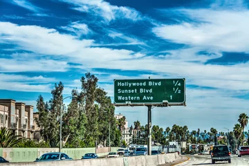 Tuinposter Traffic on a freeway in Los Angeles © Gabriele Maltinti