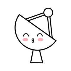 artificial satellite spacial comic character vector illustration design