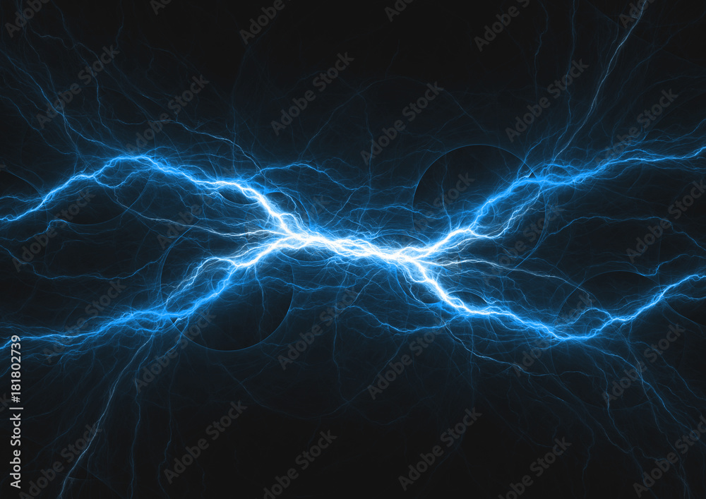 Wall mural blue electrical lightning, abstract plasma background