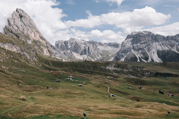 Mount Seceda (2500m) in Dolomites, Italy during cloudy day