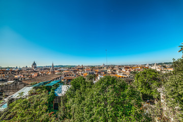 Fototapeta premium Panoramic view of Rome seen from Pincio Terrace