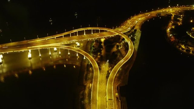 Macau Highway Stack Interchange Night to Day Timelapse &ndash; Zoom in