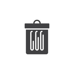 Recycle bin icon vector, filled flat sign, solid pictogram isolated on white. Trash can symbol, logo illustration.