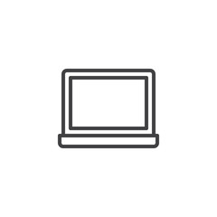 Laptop line icon, outline vector sign, linear style pictogram isolated on white. Notebook computer symbol, logo illustration. Editable stroke