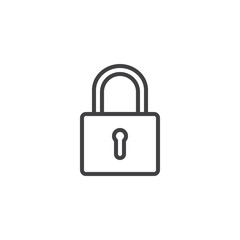 Padlock line icon, outline vector sign, linear style pictogram isolated on white. Closed lock symbol, logo illustration. Editable stroke