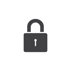 Padlock icon vector, filled flat sign, solid pictogram isolated on white. Closed lock symbol, logo illustration.