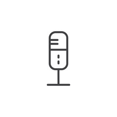 Microphone line icon, outline vector sign, linear style pictogram isolated on white. Record symbol, logo illustration. Editable stroke