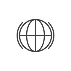 Globe line icon, outline vector sign, linear style pictogram isolated on white. Earth planet symbol, logo illustration. Editable stroke