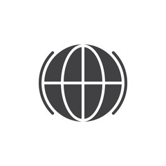 Globe icon vector, filled flat sign, solid pictogram isolated on white. Earth planet symbol, logo illustration.