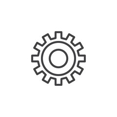 Setting gear line icon, outline vector sign, linear style pictogram isolated on white. Cogwheel symbol, logo illustration. Editable stroke