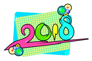 New Year 2018 numbers pop art style