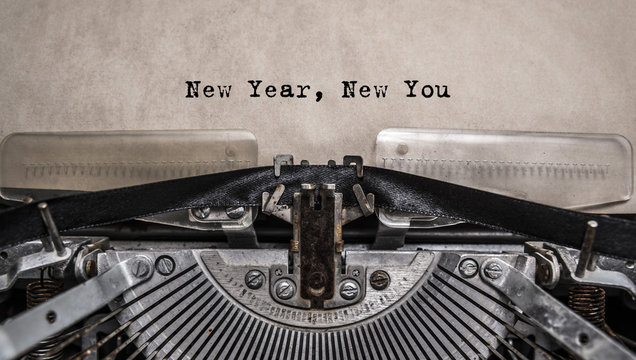 New Year New You message typed on a vintage typewriter