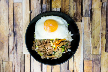Handmade Korean bibimbap ready to eat
