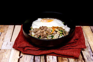 Handmade Korean bibimbap ready to eat