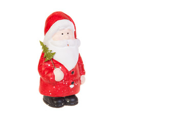 Santa Clause model figure, ceramic toy isolated on white