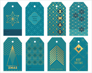 Blue Art deco Gift tags for Christmas