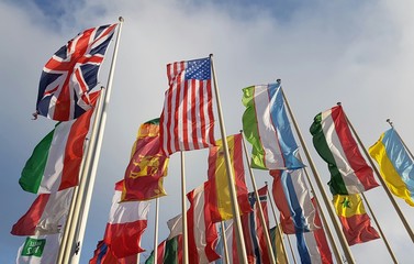 flags in the wind