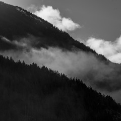 Fog over mountain, Whistler, British Columbia, Canada