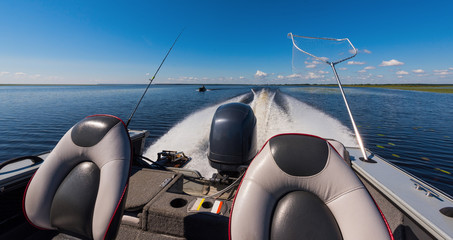 Motor boat on the lake..