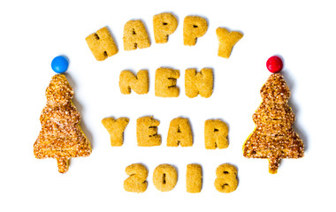 Happy new year note written with cookies