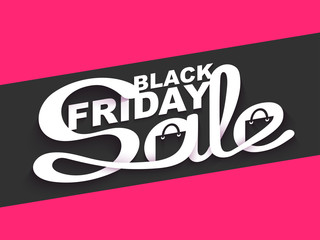 Black Friday Sale. Sale banner with calligraphic inscription. Vector illustration made in paper cut out style.