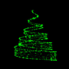 Christmas tree in the form of a ribbon with a hi-tech style