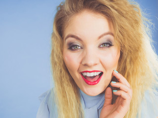 Woman having colorful make up