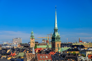 Obraz premium Roofs of traditional old gothic buildings in Stockholm Sweden