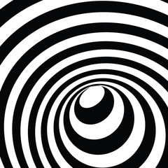 3d tunnel optical illusion. A black and white vector illustration.