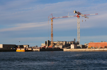 cranes in the yard of venice