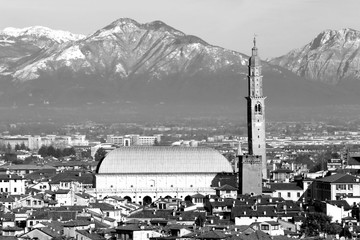 panoramic view of VICENZA City in Italy and the most famous monu